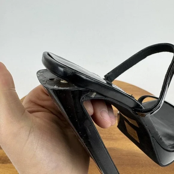 Womens Jeffrey Campbell Hustler Black Patent Leather Heel Slide Sandals Size 9 - Picture 7 of 9